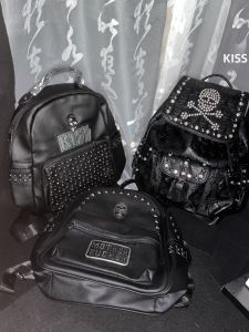 Fashionable European-American Double Shoulder Skull Studs Crystal Backpack