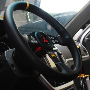 Quick Release 14 Inch Leather Steering Wheel for Mitsubishi Lancer EVO Southeast V3 Ling Shuai De Li Ka Fast Detachable Wheel