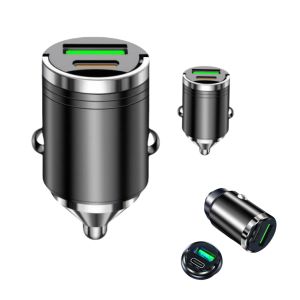 100W Mini Car Charger with Pull Ring QC3.0 PD Fast Charging 12-24V for iPhone Xiaomi Samsung Huawei Universal for All Car Models