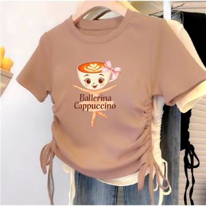 Kaos Anak Viral Balerina Capuccino Tali Serut Samping Kiri Kanan Lengan Pendek