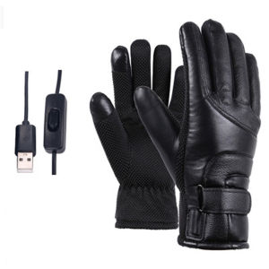 Electric Heating Motorcycle Gloves Leather Thermal Hand Warmers for Safe Riding in Winter