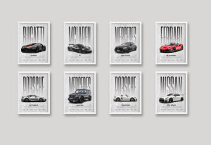 Porsche 911 Ferrari Mercedes-Benz G63 McLaren Car Poster Super Sports Car Decorative Painting for 4S Store Office Wall Art