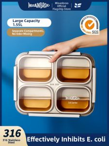 Misanbroo | 316 Stainless Steel Food Grade Heated Sectioned Large Capacity Sealed Lunch Box