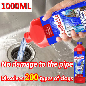 For stubborn blockage Qns Drain clog remover Drainage pipe declogger Clog remover drain pipe Clog remover heavy duty Sink clog remover Unclog the pipe strongly No damage to the pipeline Ubat tandas tersumbat Pipe drain cleaner Pipe cleaner 1000ML
