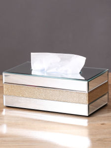 Nordic Modern High End Luxury Glass Tissue Box Living Room Bedroom Desktop Home Use High End Feelings Decorative Tissue Box