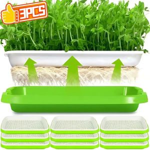 3Pcs Seedling Tray Bean Sprouts Seedling Pots Free Seed Germination Propagation Trays Soil-Free Bean Sprouts for Home Garden