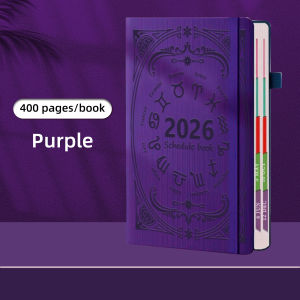 2026 A5 Textured PU Portable Agenda Book English Calendar Book Notepads Creative Daily Planner Reminder Desktop Date Calendar