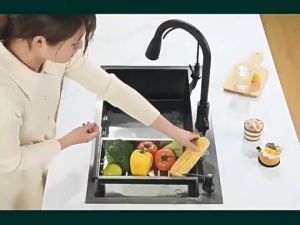 --OKLIFE. SG-- BLACK Kitchen Nano Sink Single Sink 304 Stainless Steel Household Sink Topmount &Undermount Kitchen Sink