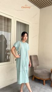 Clouwny Noona Set Dress Outer Wanita Polos Dress Casual 2IN1 Bahan Premium Knitt Allsize fit S-XXL