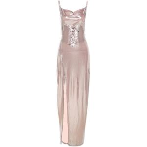 ชุดเดรสยาวเซ็กซี่หรูหรา ดีไซน์เก๋ไก๋ กระโปรงทรงเอเข้ารูป แขนกุด คอวี แขนกุด ชุดราตรี ชุดเดรสยาวเข้ารูป