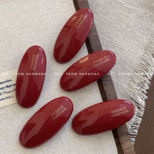White Ocean Style Wine Red Acetate Hair Clip Fashionable Korean Style Gold Label Side Clip Small Hairpin New Year Hair Accessories