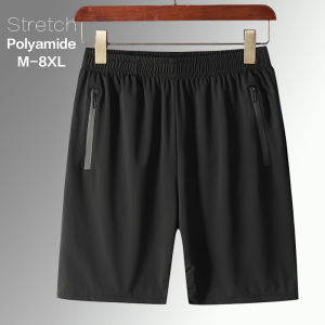 Summer Thin Stretch Polyamide Fibre Mens Shorts Quick Dry Breathable Loose Casual Jogging Sports Running Plus Size M-5 6 7 8XL