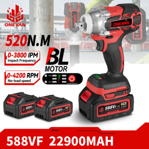 ONEVAN ประแจผลกระทบไฟฟ้า520N.M แบบไม่มีแปรงไขควงประแจไฟฟ้าไร้สายขนาด1/2นิ้วที่ซ่อมรถเครื่องมือไฟฟ้าสำหรับแบตเตอรี่ Makita 18V