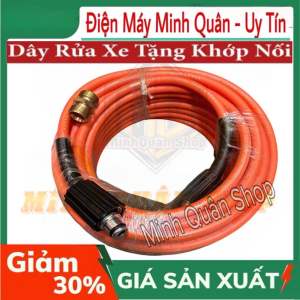Dây Rửa Xe Cao Áp Màu Cam Loại 5 Lớp Siêu Bền Chịu Áp Lực Cao. Dây Rửa Xe Ren 22mm Dài 10-15-20 Mét
