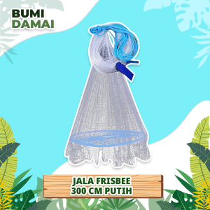 Bumi Damai Jala Jaring Lempar Frisbee 300 CM Benang Monofilamen Putih Mesh Pancing Penangkap Perangkap Ikan Udang Kepiting Piring Bulat Fishing Throw Net Cage