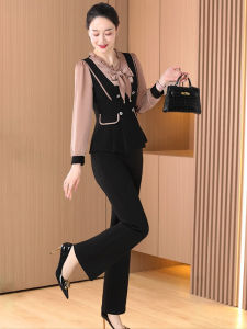 ชุดแฟชั่นลำลองสองชิ้นไซส์ใหญ่ ชุดทำงานฤดูใบไม้ร่วง ชุดทำงานลำลอง เอวบาง ลดน้ำหนัก ชุดทำงานผู้หญิง
