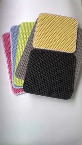 แผ่นดักทรายแมว พรม 2 ชั้น พรมดักทรายแมว ล้างน้ำได้ เททรายออกได้ ช่วยดัก ทรายแมว ที่ติดตามเท้า ห้องน้ำแมว เสื่อแมว Cat Litter Mat