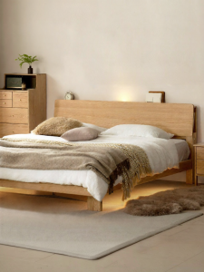 WEISHA | Giường Đôi Gỗ Nguyên Khối Bảng Lớn Hiện Đại Minimalist