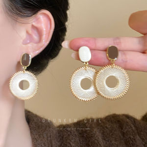 Early Autumn Vintage French Style Woven Circle Earrings Womens Bohemian Holiday Fashion Studs Attractively Designed Ear Jewelry