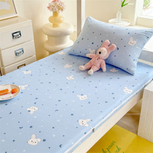 Student Dormitory Zipper Bedsheet Single 10cm Height Washed Cotton Full Wrap Mattress Cover Removable Wash Anti Slip Dustproof Bed Sheet with Zipper