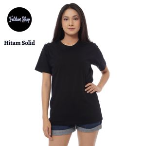 Kaos Polos Wanita Oneck Lengan Pendek Bahan Katun Combed 30s Warna Hitam Solid