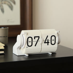 Smart Mechanical Bluetooth Table Clock Page Turning Time Display Metal Dial Simple Design Automatic Movement Home Decorations