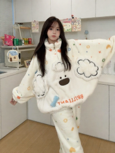 GONGDIE | Heat Retention Long Pile Pajama Set