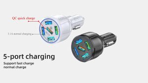 AUTOFun USB sạc nhanh Mini LED sạc nhanh xe Adapter iPhone 12 sạc phổ quát cho điện thoại di động Xiaomi Huawei