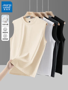 True Weave Pure Cotton Vest 2025 ใหม่สำหรับผู้ชาย ฤดูร้อน หลวม แขนกุด ขนาดใหญ่ วัยรุ่น ไม่มีแขน เสื้อยืด แขนกุด