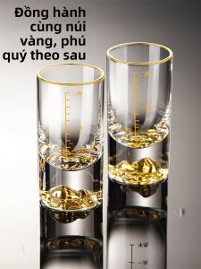 Creatively Designed Gold Foil Decorated Calibrated Liquor Glass Set