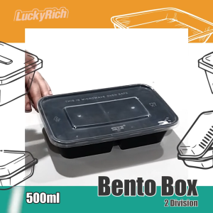 LuckyRich - Bento Box 2div. 50pcs 500ml Plastic Food Container with lid cover - for food storage