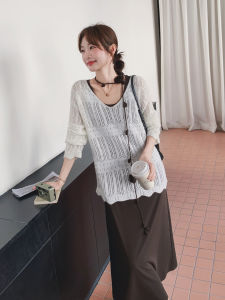 Caramel Knitted Dress Set Womens Fashion Autumn New Loose Fit Long Sleeve Casual Style Two-Piece Suit Layering Ensemble