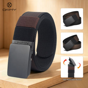 OKIMY Men Belt Outdoor Leisure Belt Quick Release Buckle Belt Rotating Buckle Nylon Waistband Double-Sided Two-Color Belt Youth Sports Canvas Pant Belt Simple Nice Waistband Nylon