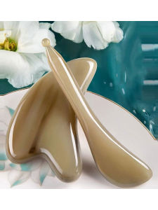 White Yak Skull Scrapping Plate White Yak Horn Guasha Board Facial Lifting Meridian Massage