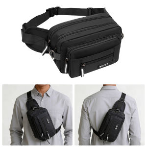 MENSPE Men Waist Bag Shoulder Bag Chest Bag Fashion Cross Body Bag Oxford Waterproof Bag Multi Layer Large Capacity Leisure Bag Street Bag Casual Bag Lightweight Messenger Bag Travel Bag Sports Bag