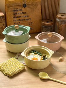 KUWUBIANJING | Microwave Safe Lid Ceramic Soup Bowl