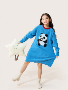 Q21 | Soft Warm Girls Sleepwear Half Fleece Autumn Light