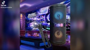 SUPERMAX 3X2 INCH KARAOKE Bluetooth Wireless Portable LED Speaker with Microphone MUSIC PARTY