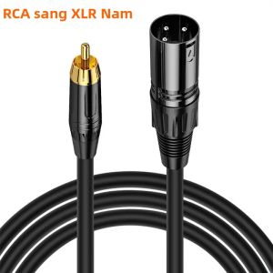 Cáp Âm Thanh Đồng Trục Mạ Vàng XLR Cái/đực Sang RCA Đực 3 Chân Có Lớp Chắn Dùng Cho Loa Micro Màn Hình - Nhiều Độ Dài 0.5m-15m
