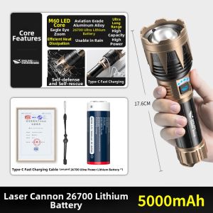 SMILING SHARK | Strong Light Long Battery Life Rechargeable Durable Flashlight