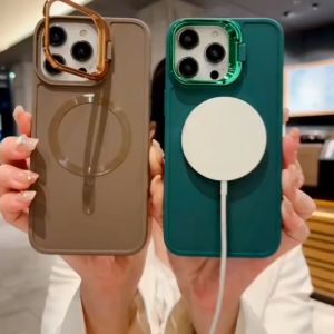 Soft Case TPU Silikon Lens Small Window Holder Protective Cover Phone Magsafe Bracket Shell Case Kompatibel Untuk Iphone 16 Iphone 16 Plus Iphone 16 Pro Iphone 16 Pro Max