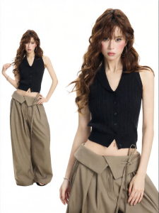 EVPGB | Áo Ngực Knit Dây Kéo V-Neck