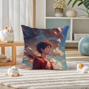Bandai | One Piece Franky Cyborg Anime Plush Pillow Cover Soft Short Plush Cushion Cover For Sofa Bedroom Home Decor Gift Decoration