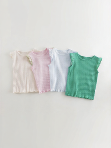 Marc&Janie | Elastic Ribbed Vest for Girls Short Flap Sleeves