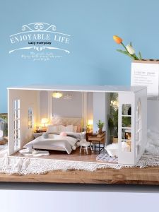 DIY Miniature House Handmade Creative 1:12 Dollhouse OB11 Model Study Room Toy Scene Assembly Gift Wooden Building Kit for Teens