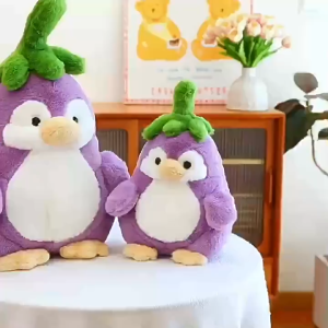 Oldlaiben Adorable Eggplant Penguin Plush Toy Soft Stuffed Doll Ideal Gift for Children Patung Kucing