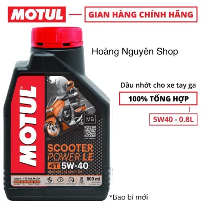 Dầu nhớt MOTUL SCOOTER POWER LE 5W40 0.8 lít cho xe ga (Tổng Hợp 100%) SN MB cao cấp của tập đoàn dầu nhớt Motul (Pháp) - Nhớt Motul tay ga - MẪU MỚI DATE MỚI