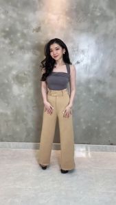 Kulot Highwaist Celana Kancing Samping Bahan Scuba Premium