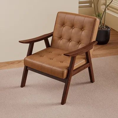 Solid Wood Sofa Chair Single Person Balcony Table Chair Three-Piece Set Coffee Shop Milk Tea Shop Combination Casual Chair Rest Area