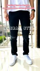 Celana Jeans panjang Pria Model Bikers Ripped Sobek Ukuran Jumbo size 27 - 38
